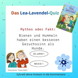 Junge und Mädchen vor dem Satz: Mythos oder Fakt: Bienen und Hummeln haben einen besseren Geruchssinn als Hunde