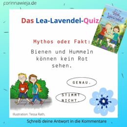 Junge und Mädchen vor dem Satz: Mythos oder Fakt: Bienen und Hummeln können kein Rot sehen