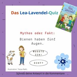 Mädchen mit Ziege vor dem Satz: Mythos oder Fakt: Bienen haben fünf Augen.