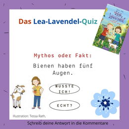 Mädchen mit Ziege vor dem Satz: Mythos oder Fakt: Bienen haben fünf Augen.