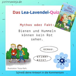 Junge und Mädchen vor dem Satz: Mythos oder Fakt: Bienen und Hummeln können kein Rot sehen